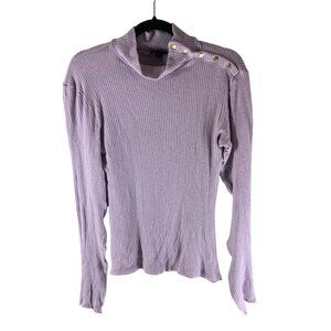 J Crew Womens Button Shoulder Ribbed Turtleneck Top Lavender Purple S